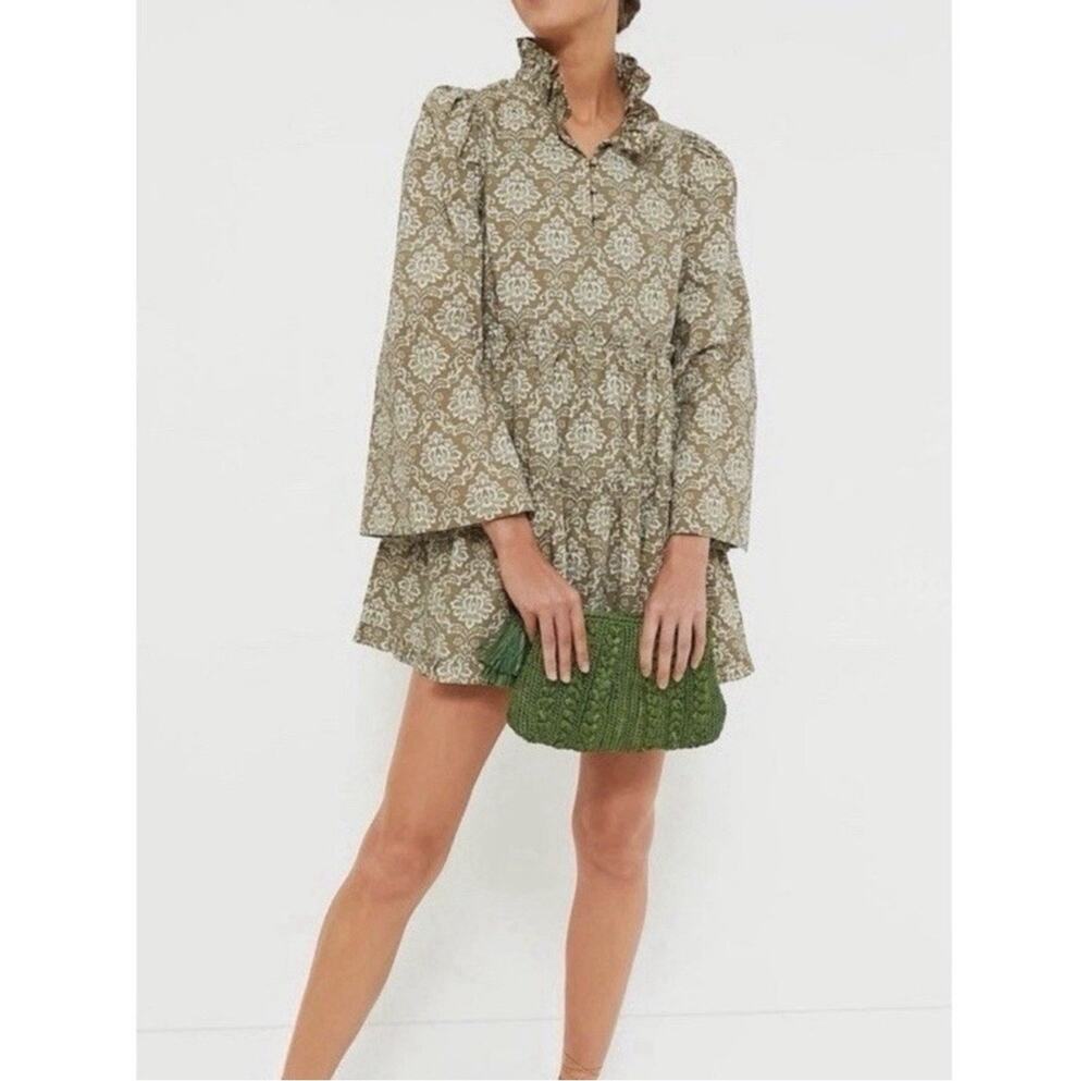 NWT Tuckernuck Hyacinth House Moss Printed Russell Mini Dress Olive Green M